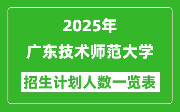 2025年廣東技術(shù)師范大學(xué)在各省招生計(jì)劃人數(shù)一覽表