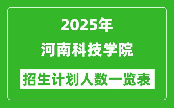 2025年河南科技學院在各省招生計劃人數(shù)一覽表