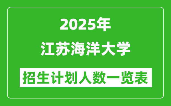 2025年江蘇海洋大學(xué)在各省招生計(jì)劃人數(shù)一覽表