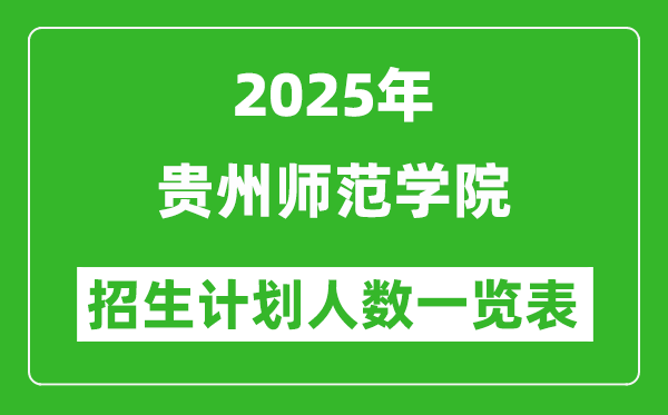 2025年貴州師范學院在各省招生計劃人數(shù)一覽表
